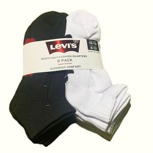 NWT Levis, Men;s Half Cushion Quarters Socks 8 pack
